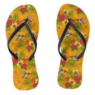 Tongs Bouquet tropical et colibris 2