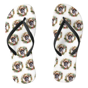 Tongs Boxer Christmas Wreath Festive Pup