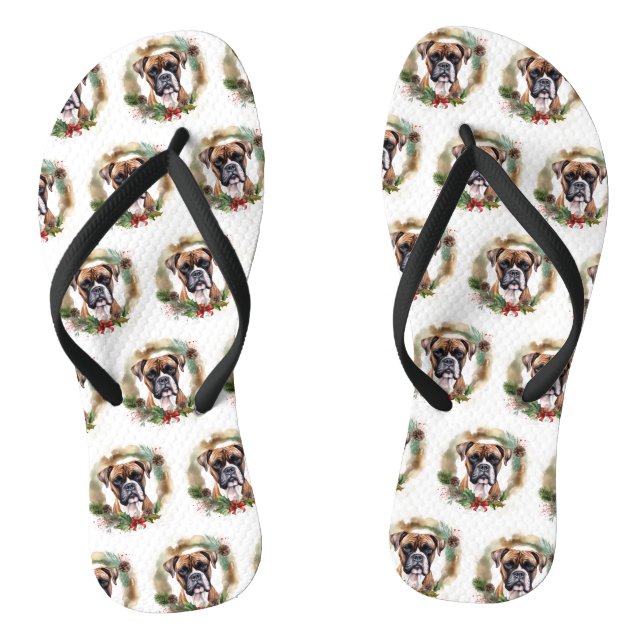 Tongs Boxer Christmas Wreath Festive Pup (Semelle)