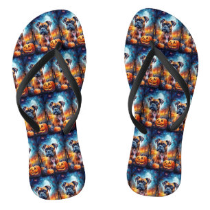 Tongs Boxer Halloween avec la peur Citrouille
