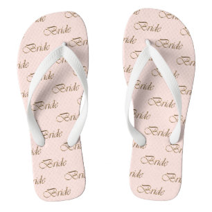 Tongs Bride blush rose or calligraphie motif élégant