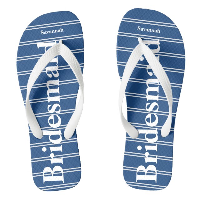 Tongs Bridesmaid Bleu Ou N'Importe Quel Motif De Bandes  (Semelle)