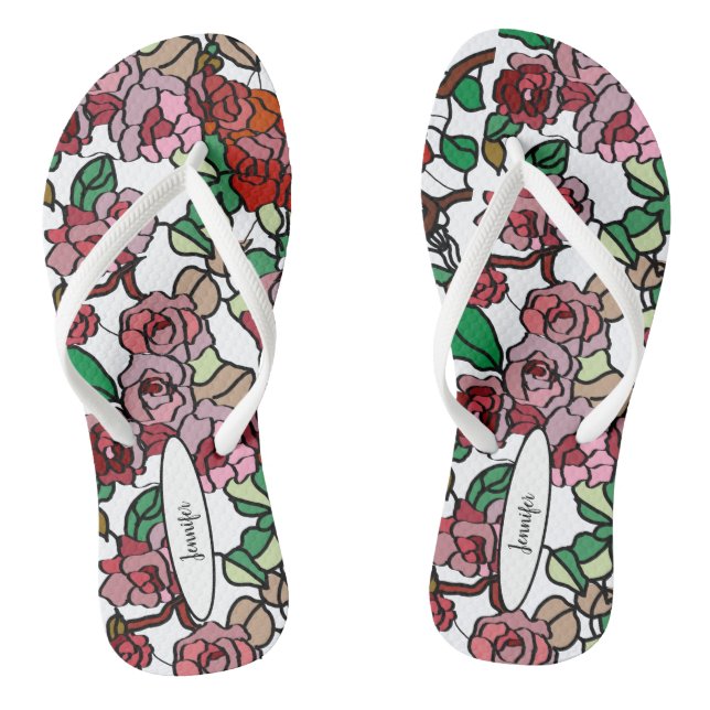 Tongs Bright red flowers (Semelle)