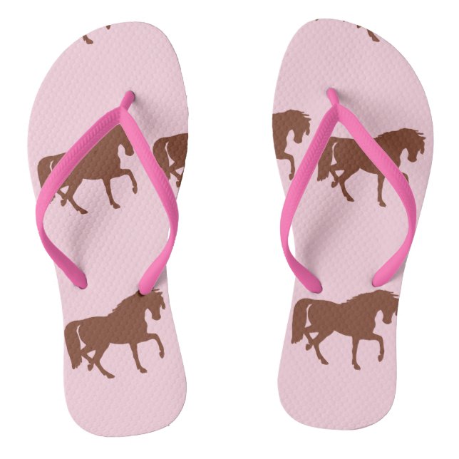 Tongs Brown silhouette de cheval sur rose (Semelle)