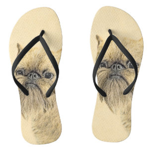 Tongs Bruxelles Griffon Peinture - Cute Original Chien A