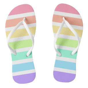 Tongs Bubblegum arc-en-ciel et bandes blanches
