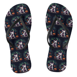 Tongs Bull Terrier Citrouille Halloween effroi