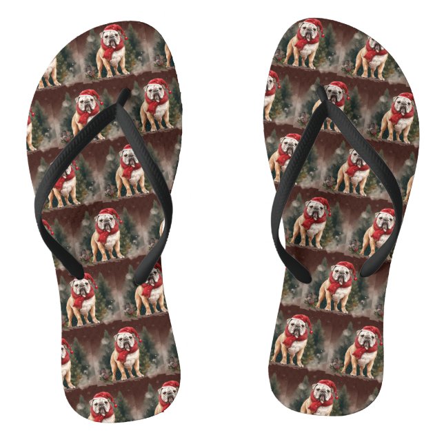 Tongs Bulldog à Noël de neige (Semelle)
