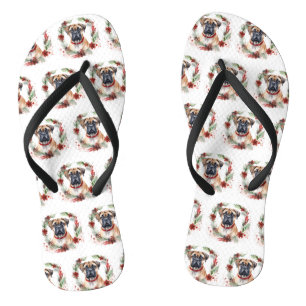 Tongs Bullmastiff Noël Wreath Festive Pup