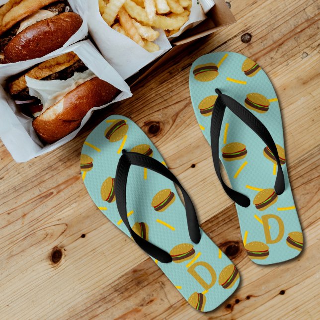 Tongs Burger mou et frites Flip Flops Motif de restaurat (Cute fast food flip flops just for you)