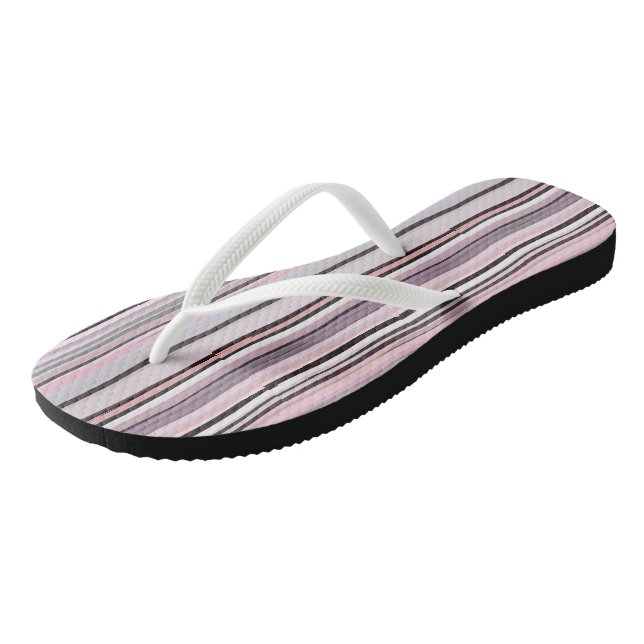 Tongs Burgundy, rose et violet rayures ondulées (Incliné)
