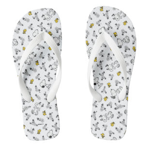 Tongs cacahuètes   Snoopy & Woodstock B&W Flower Motif