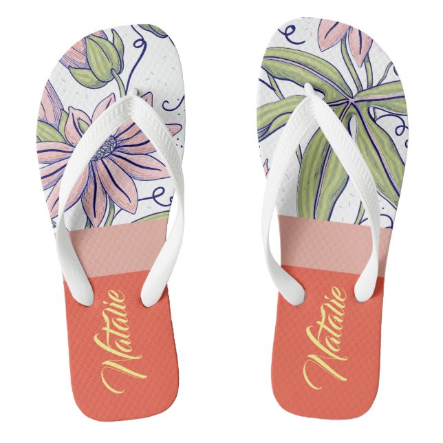 Tongs Cadeau de monogramme unique adorable Fleur de mode (Semelle)
