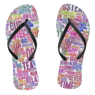 Tongs Café Nuage de Mots Texte Motif Tasse Thé