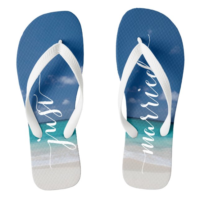 Tongs Calligraphy Beach Just Married Mariage Flip Flops (Semelle)
