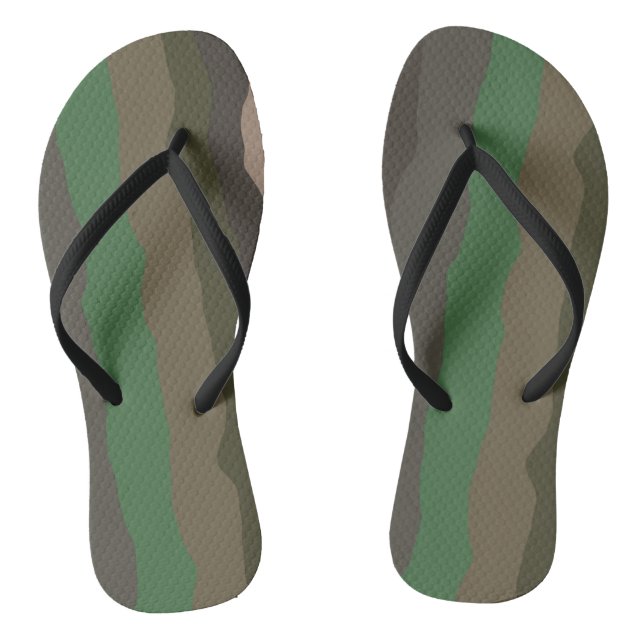 Tongs Camo et bandes abstraites vertes (Semelle)