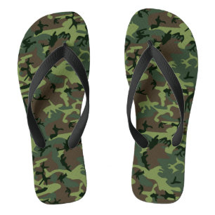 Tongs Camouflage Camo Green Motif Brown