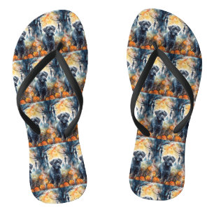 Tongs Cane Corso d'Halloween avec citrouilles effrayant