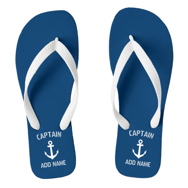 Tongs Capitaine de bateau marin bleu marine (Semelle)