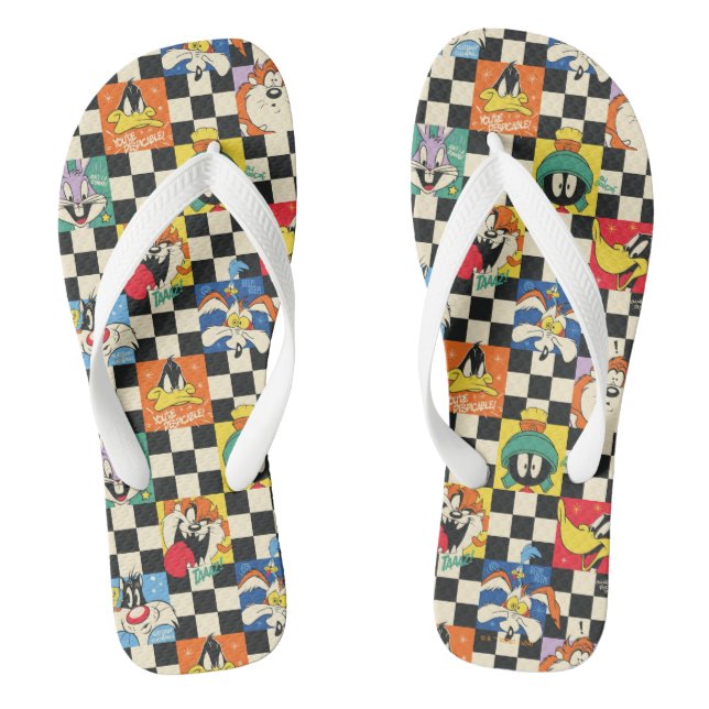 Tongs Caractères LOONEY TUNES™ sur Checker noir et blanc (Semelle)
