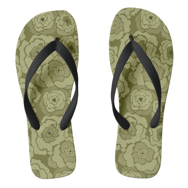 Tongs Caricature abstraite sans couleur vert fleurs mod  (Semelle)