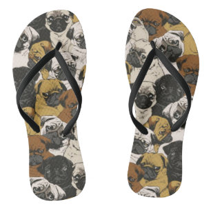 Tongs Carlins Grumpy / Drôle mignon Chiens Carlin Chien