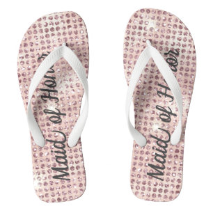 Tongs Carreau rose vif Vernis Mariage Bridesmaid