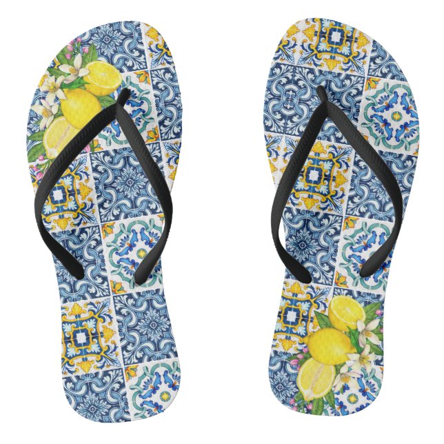 Tongs Carrelage méditerranéen clair Sicilien Citrus Lemo (Semelle)