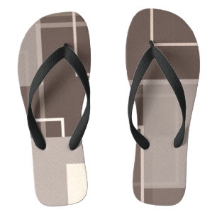 Tongs Carrés géométriques - Chocolat et crème