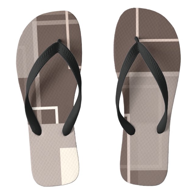 Tongs Carrés géométriques - Chocolat et crème (Semelle)