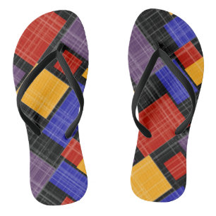 Tongs Carrés géométriques sans à damiers plaid
