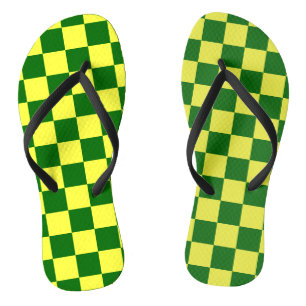 Tongs Carrés jaunes et verts