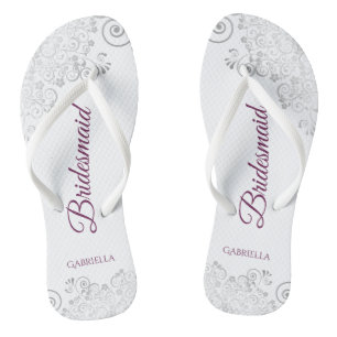 Tongs Cassis en dentelle d'argent sur le Mariage de femm