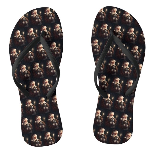 Tongs Cavalier King avec le Père Noël Festif Noël (Semelle)