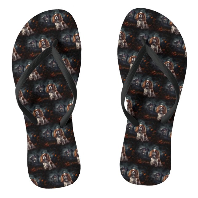 Tongs Cavalier King Charles Spaniel Halloween Épouvantab (Semelle)