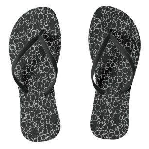 Tongs Cercles blancs sur noir