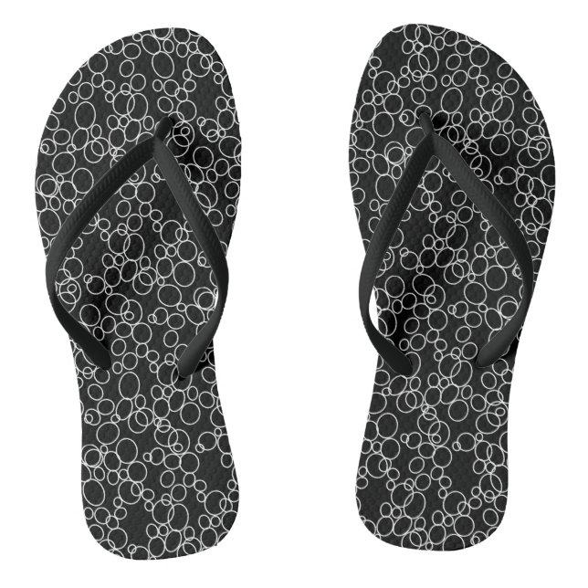 Tongs Cercles blancs sur noir (Semelle)