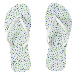 Tongs Cercles et points bleus verts
