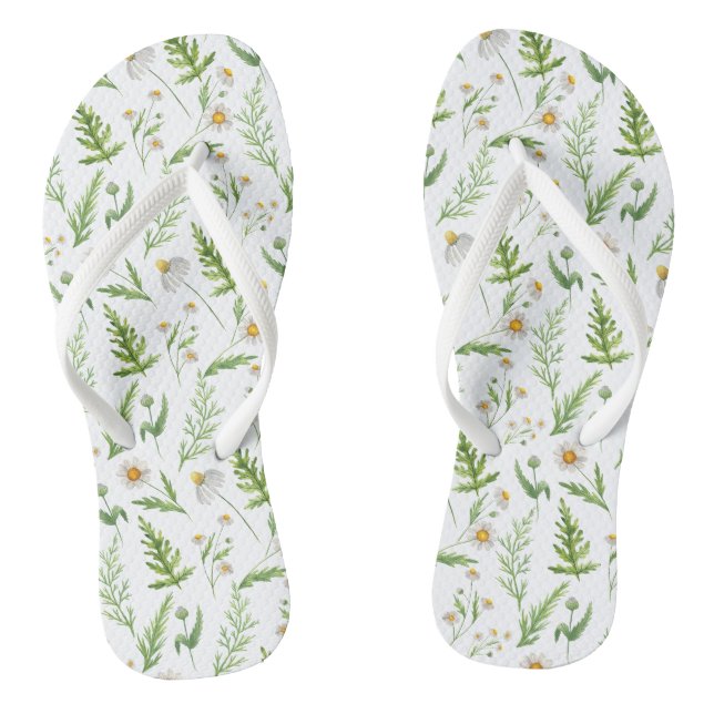 Tongs Chamomile Fleur Botanique Rustique Motif (Semelle)