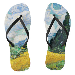 Tongs Champ de blé avec cyprès de Vincent Van Gogh