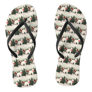 Tongs Chat angora turc à Noël sous la neige