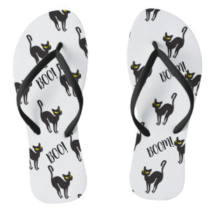 Tongs Chat noir d'Halloween, Boo ! Cadeaux animaux migno