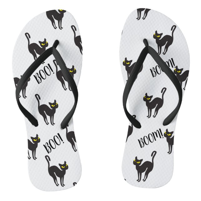 Tongs Chat noir d'Halloween, Boo ! Cadeaux animaux migno (Semelle)