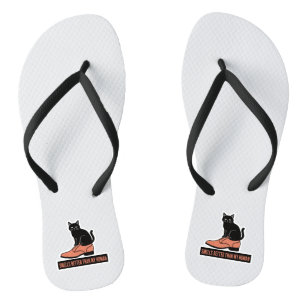 Tongs Chat sarcasique en linogravure dans une chaussure