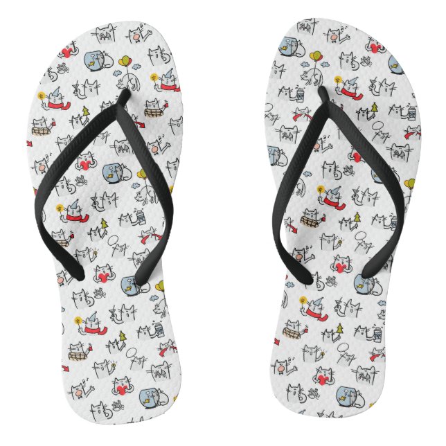 Tongs Chats amusants, lait et magie. (Semelle)