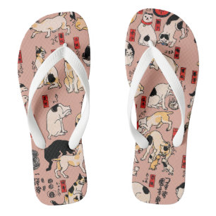 Tongs chats japonais Ukiyo-e Funny kitty