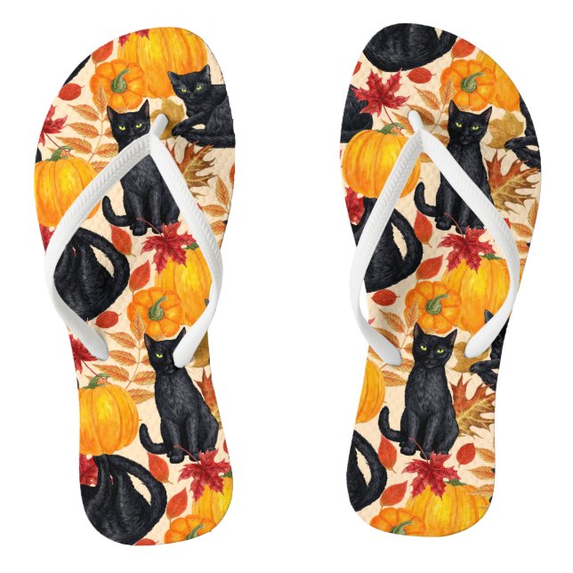 Tongs Chats noirs et citrouilles (Semelle)
