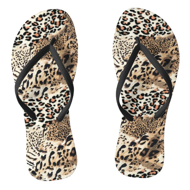 Tongs Chats sauvages Empreinte de léopard animal moderne (Semelle)
