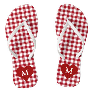 Tongs Chèque Monogram Red Gingham moderne