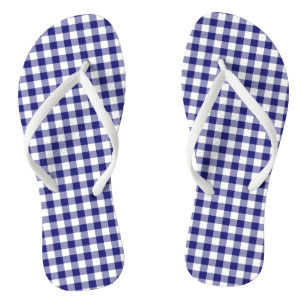 Tongs Chèques Bleus Et Blancs En vichy Motif